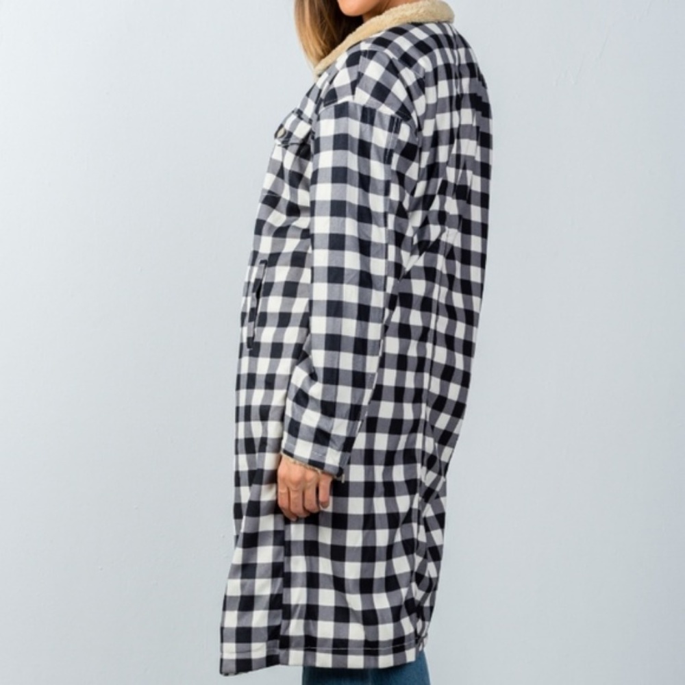 Plaid Fur Lined Coat - Picture 4 of 5